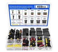 Faankiton 622Stk Auto Wasserdichter Steckverbinder, Kabel Schnellverbinder Stecker, Wasserdicht Schnellverbinder, 1/2/3/4/5/6 Polig KFZ Stecker, Auto Schnellverbinder für Motorrad Roller Boote LKW