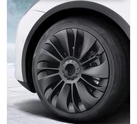 Fabater 19-Zoll-Radkappen-Radkappen für Model Y 2021-2023, 4er-Set, Ersatz-Radkappen, Radnabenkappen-Felgenabdeckung, Zur Verbesserung der Fahrleistung (Matt-schwarz)