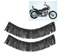 Fabater Motorrad-Retro-Fußpedalfransen 2 Stück, Universelle Kunstleder-Satteltaschenfransen für Cruiser Chopper, Trittbrettfransen für Retro-Pedale und Satteltaschen, 27,56 Zoll (Schwarz Art.-Nr.