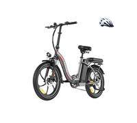 Fafrees F20+ 20 Zoll Faltrad E-Bike Fatbike (2025) - 36V 20AH Akku, 250W Motor, 140kg Traglast, 25km/h, E-MTB 20° - Unisex Elektrofahrrad für Damen & Herren (weißer Helm, grau)