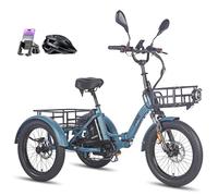 Fafrees F20 Mate e-Bike Dreirad 20"*3.0 Zoll, 48V 18.2Ah Akku, e Bike klapprad 65N.m Motor, 3-Rad ebike 25km/h, Reichweite bis zu 55-110Km (Vorderer Korb + Kleiner hinterer Korb, Blau)