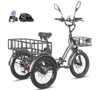 Fafrees F20 Mate e-Bike Dreirad 20 * 3.0 Zoll, Lastendreirad 48V 21Ah Akku, e klapprad 65N.m Motor, 3-Rad ebike 25km/h, Reichweite bis zu 55-110Km (Vorderer Korb + größerer hinterer Korb, Grau)