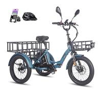 Fafrees F20 Mate Elektrische Dreirad 20 * 3.0 Zoll, 48V 21Ah Akku, e Bike klapprad 65N.m Motor, 3-Rad ebike 25km/h, Reichweite bis zu 55-110Km (Vorderer Korb + größerer hinterer Korb, Blau)