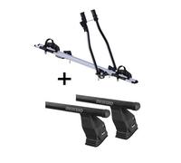 Fahrradträger SAGITTAR + Dachträger Menabo Tema Stahl kompatibel mit für Peugeot 407 (Stufenheck 4 Türer) ab 2005