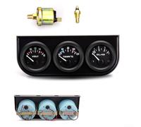 Fahrzeug-Öldruck-Voltmeter, Automobil-Dreifach-Messgerät-Set, Öldruck (0-7 kg), Kühlmitteltemperatur (40-120 °C) und Spannungsmessgerät (8-16 V) mit ABS-Gehäuse, LED-Beleuchtung und 3-Loch-Halterung
