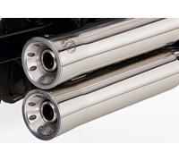 FALCON Double Groove Auspuff silber SOFTAIL Custom FXSTC