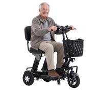 Faltbarer Elektromobil-Scooter Für Senioren,Zwei 200W-Motoren Black | 55 km Reichweite,15 km/h Geschwindigkeit,herausnehmbarer 36-V-18-Ah-Akku,150 kg Tragfähigkeit,3-Rad-Design,LED-Beleuchtung