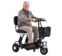 Faltbarer Elektromobil-Scooter Für Senioren,Zwei 200W-Motoren Silver | 55 km Reichweite,15 km/h Geschwindigkeit,herausnehmbarer 36-V-18-Ah-Akku,150 kg Tragfähigkeit,3-Rad-Design,LED-Beleuchtung