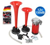 Fanfare Hupe Druckluft Horn 2-Klang 150DB mit Kompressor 12V PKW LKW Boot Bus