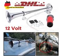 Fanfare Hupe Druckluft Horn Nebelhorn Chrom mit Kompressor 12V LKW Bus Auto