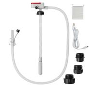 FANTASK Elektrische Kraftstoff-Umfüllpumpe mit Auto-Stopp-Sensor, 3,2 GPM Benzin-/Diesel-/Ölpumpe mit Schlauch und 3 Adaptern, Rot + Weiß