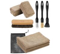 Fantasticlean 9PCS Auto Innenraum Reinigungsset, Mikrofasertuch und Schwamm, Detailing Pinsel, Natürliche Rosshaarbürste für Sitze, Lederpflege, Innenreinigung-Schwarz