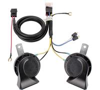 FARBIN 12V Auto Horn Loud Electric Air Horn Zug Hupe Kit für LKW mit Relais Harness Hupen für Auto LKW SUV Motorrad Boot (12V, Schwarzes Hupe mit Kabelbaum)