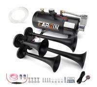 FARBIN 178dB 4 Trompete Horns Zug Horn Kit für LKW Super Loud Luft Hörner mit 150 PSI 12V Luft Kompressor Lufttank Kann für Jeep SUV Zug Metall Schwarz (0.8 gal 12v schwarze Luft Horn Kit)