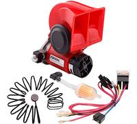 FARBIN Auto Horn Kit 12V 150db laute Luft Horn mit Kompressor,Kompakte Horn mit Relais Harness Taste für Auto LKW Jeep (12V, Rot Luft Horn mit Knopf)
