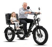 Fat-Tire-Dreirad Für Erwachsene Mit Korb - 20-Zoll-Elektro-Dreirad Mit Carbonstahlrahmen - 3-Rädriges Freizeitrad - Elektrisches Lastendreirad Für Senioren Black-withseat