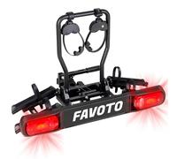 Favoto Fahrradträger für 2 Fahrräder Anhängerkupplung Klappbarer - Aluminium Heckträger für 2 Fahrräder bis 50 kg mit Rücklicht Diebstahlsicherung & Nummernschildhalter max 29x2.25 Reifen