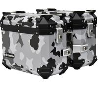 FC-Moto Terreno EVO Camo White 28 L Alu Seitenkoffer Set + Schließzylinder Satz, schwarz-grau-weiss, Größe 28 für Männer