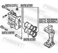 FEBEST 0477C-NA4WFL Bremssattelhaltersatz für MITSUBISHI