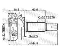 Febest Gelenksatz Antriebswelle 0110-NCP90 vorne rechts/links 80 mm für TOYOTA
