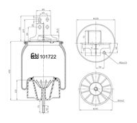 FEBI BILSTEIN Federbalg, Luftfederung 101722 für IVECO, Hinterachse links