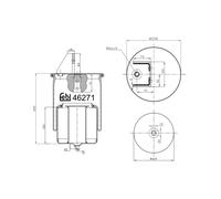 FEBI BILSTEIN Federbalg, Luftfederung Universal hinten rechts links mit Kolben 169mm für VOLVO 46271