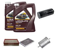 FEBI BILSTEIN Inspektionspaket 10L MANNOL Longlife 504/507 5W-30 für Audi A6