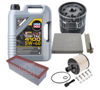FEBI BILSTEIN Inspektionspaket 5L LIQUI MOLY Top Tec 4100 5W-40 für Dacia Duster
