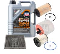 FEBI BILSTEIN Inspektionspaket 5L Liqui Moly Top Tec 4200 5W-30 für Opel Astra