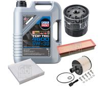 FEBI BILSTEIN Inspektionspaket 5L Liqui Moly Top Tec 4600 5W-30 für Dacia Logan
