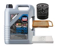 FEBI BILSTEIN Inspektionspaket 5L Liqui Moly Top Tec 4600 5W-30 für Peugeot 407