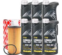 FEBI BILSTEIN Ölfilter + MANNOL 7715 LONGLIFE 504/507, 6x1L