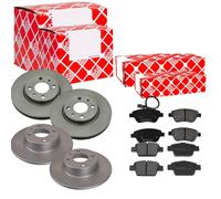 FEBI Bremsscheiben belüftet vorne+hinten+Bremsbeläge für Fiat Bravo II Stilo