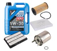 FEBI Inspektionspaket 5L LIQUI MOLY 5W-30 Longtime High Tech für Nissan Qashqai