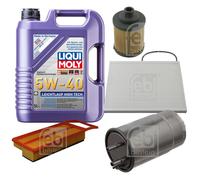 FEBI Inspektionspaket 5L LIQUI MOLY 5W-40 Leichtlauf High Tech für Fiat Grande