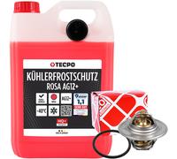FEBI THERMOSTAT + TECPO KÜHLERFROSTSCHUTZ 5L ROT KÜHLMITTEL G12+ -40°C für VAG
