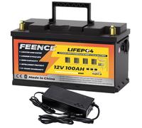 FEENCE 12V 100AH LiFePO4 Batterie H190mm Wohnmobil Untersitz,1280Wh Lithium Batterie 12V 100Ah mit USB Ports & Lithium-Ladegerät, Low Temperature Schutz für Wohnmobil, Wohnwagen,RVs,Off-Grid