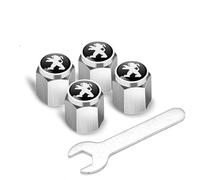 FEIHUAJIANIAN 4 Stück Ventilkappen Auto für Peugeot E-3008 E-5008 GT Allure 2024 2025, Reifenventilkappen Felgenaccessoires Einfach zu Montieren Auto Accessoires Geschenk,Silver