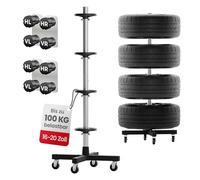 Felgenbaum fahrbar - Reifenständer für 4 Reifen bis 225 mm (16-20 Zoll) mit Rollen & Reifenmarkierer, belastbar bis 100 kg