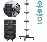 Wiltec - Felgenbaum Fahrbar Reifenständer Reifenbaum Felgenständer Reifenwagen bis 225 mm Reifen