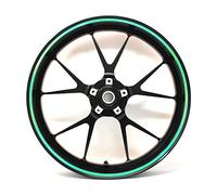 Felgenrandaufkleber Felgenrand Stripes Breite 7mm Chrom Hologramm mit Montagetool 16" 17" 18" 19" Zoll für Auto Motorrad Felgen Aufkleber (Hologramm Grün)