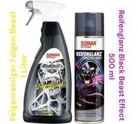 Felgenreiniger SONAX Felgenbeast 1L + Reifenglanz Black Beast effect 500 ml