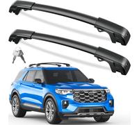 FengYu 136 kg abschließbare Dachträger Querstangen für Ford Explorer 2020 | Abschließbare, robuste Aluminium-Dachreling, Querstangen, Gepäckträger, Kanu, Dach, schwarz