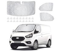 Fenster-Frontscheibenabdeckung für Ford Transit Custom 2012-2024, 3-teiliges silberfarbenes Innen-Thermo-Rollo-Set mit schwarzer Rückseite, faltbar, wasserdicht, UV-beständig