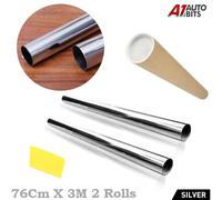 Fenster Tönungsfolie Tönung Silber Chrom Reflektierend Einweg 76cm X 3M 2X Rolle