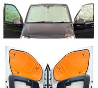 Fensterrollo-Set Kombatibel Mit Renault Master (2010-Date)(Komplettset MWB + Scheunentore) Rückseite in fluoreszierendem Orange, Reversibel und Thermisch
