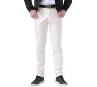 FEOYA Herren Kunstleder Hosen Slim Fit Stretch Hose aus PU Leder mit Taschen Faux Lederhose Herren Lederjeans Lang Bikerhose Weiß 35 Bleistifthose Enge Hose Elastisch Motorrad Cosplay Sommer Frühling