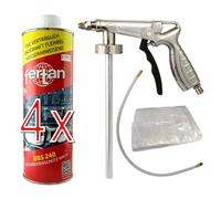 Fertan 4x UBS 240 Unterbodenschutz Wachs 1L + Druckluft-Pistole + Abdeckplane