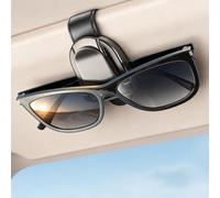 FESSOSKO Brillenhalter für Auto Sonnenblende - Einhand-Bedienung, Sonnenbrillenhalter aus PU-Leder & Zinklegierung mit Federöffnungsdesign, Universal Autozubehör Innenraum (Schwarz)