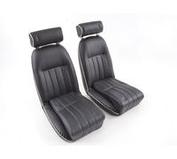 FK Oldtimersitze Auto Vollschalensitze Set Classic 4 schwarz/weiß mit Kopfstütze